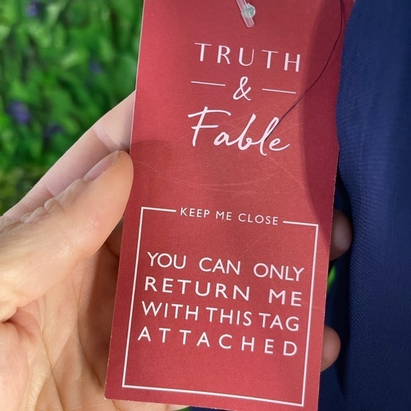 TRUTH & FABLE Women's XS Blue Chiffon Keyhole Neckline Dress Half Sleeve Lined - Picture 9 of 14